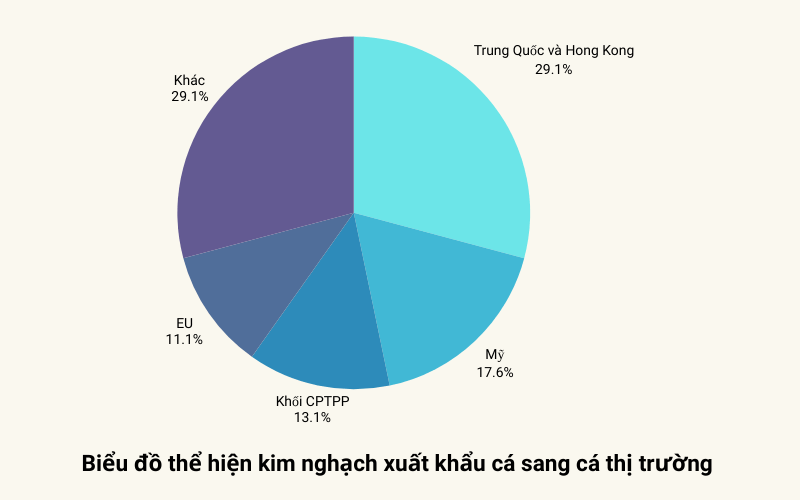 Biểu đồ thị trường xuất khẩu cá ở Việt Nam