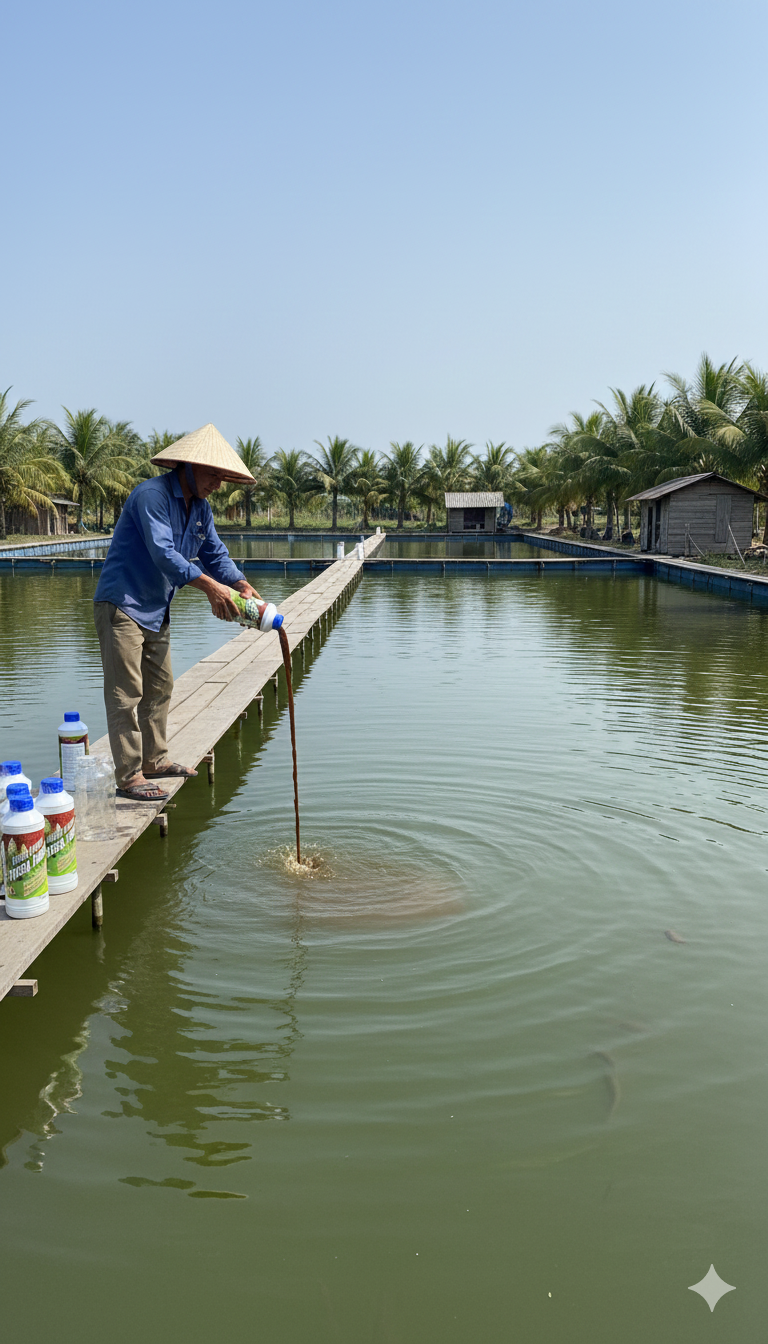 Khử khí độc bằng yucca farm giúp nước ao trong