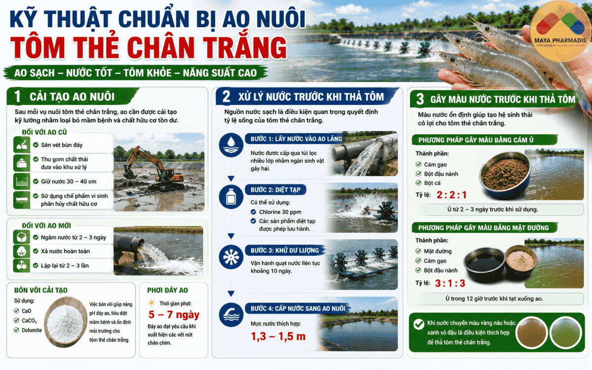 Kỹ Thuật Chuẩn Bị Ao Nuôi Tôm Thẻ Chân Trắng