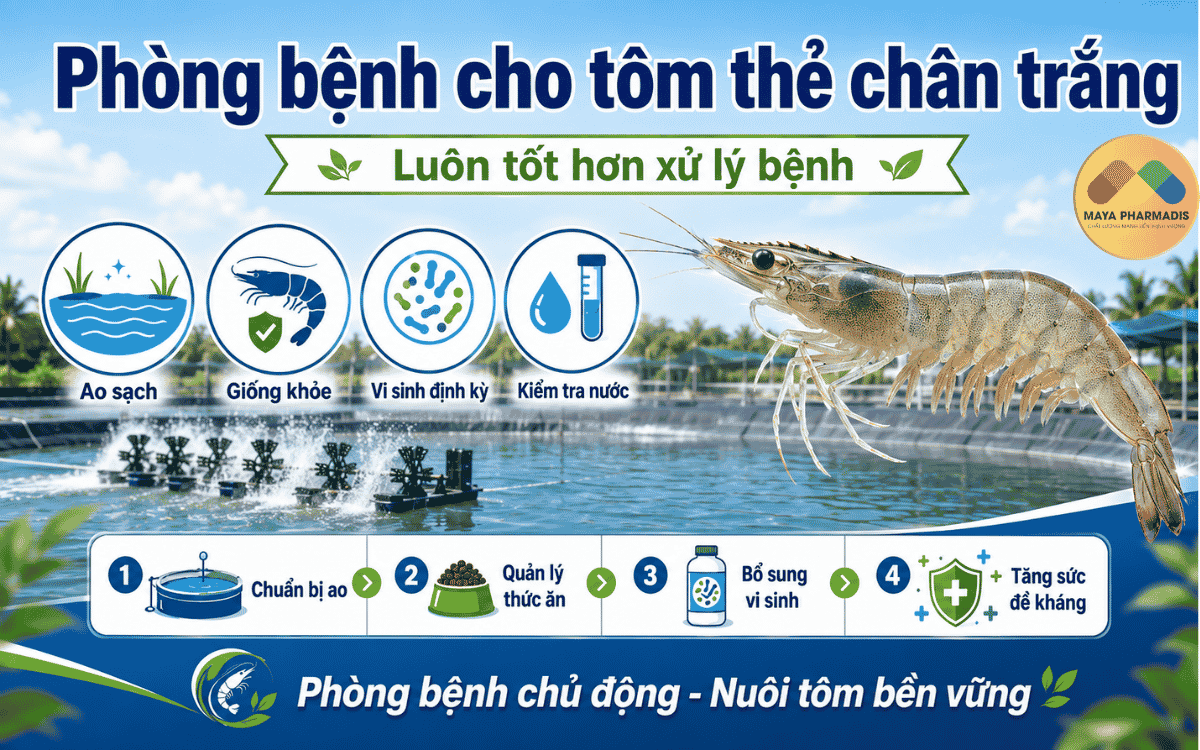 Phòng bệnh cho tôm thẻ chân trắng luôn tốt hơn xử lý bệnh