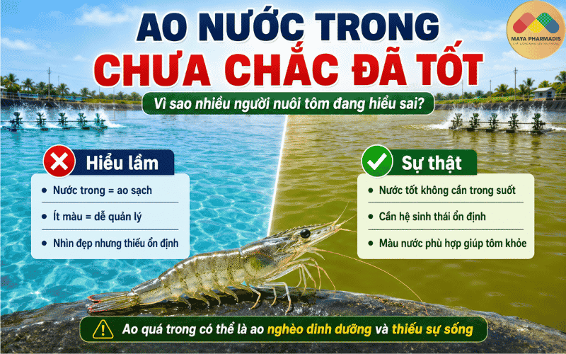 Vì sao nhiều người nuôi tôm hiểu sai về ao nước trong?