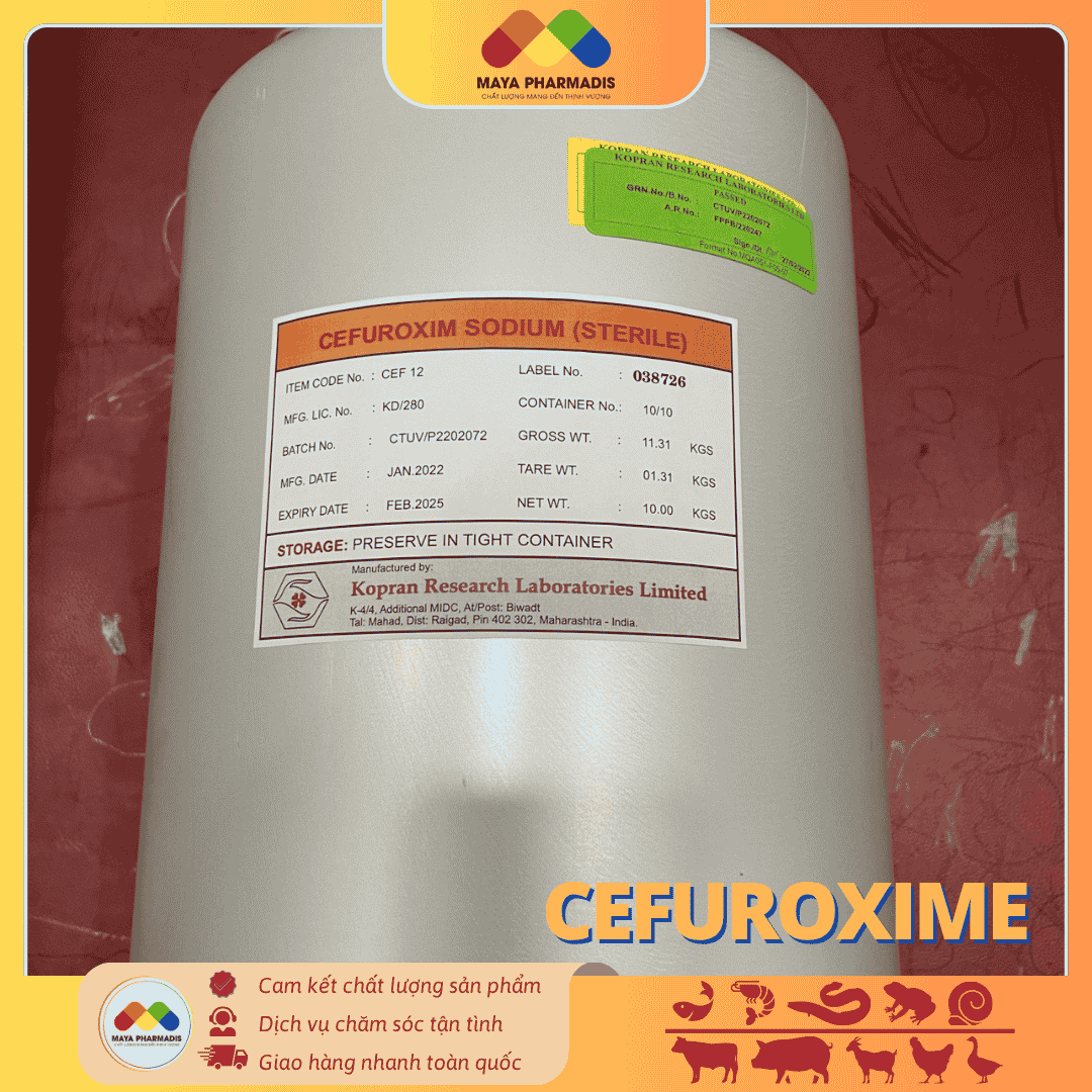 CEFUROXIME NGUYÊN LIỆU - KHÁNG SINH THÚ Y VÀ THUỶ SẢN PHỔ RỘNG - Ảnh 2