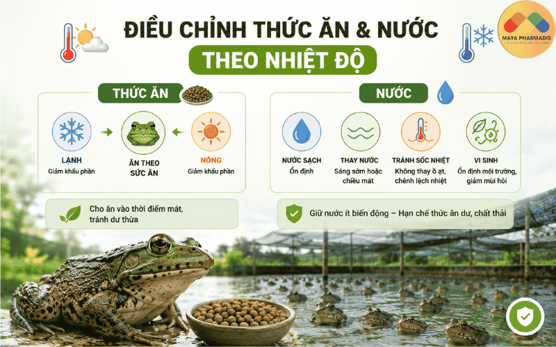 Điều chỉnh thức ăn và nước theo nhiệt độ