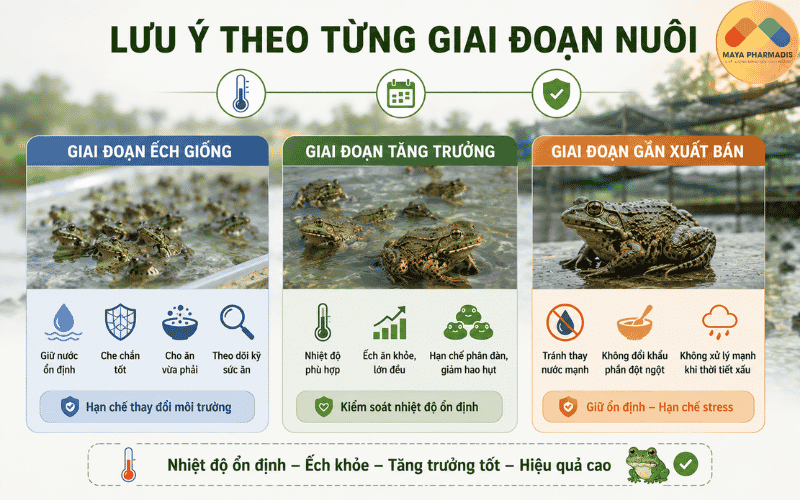 Lưu ý theo từng giai đoạn nuôi