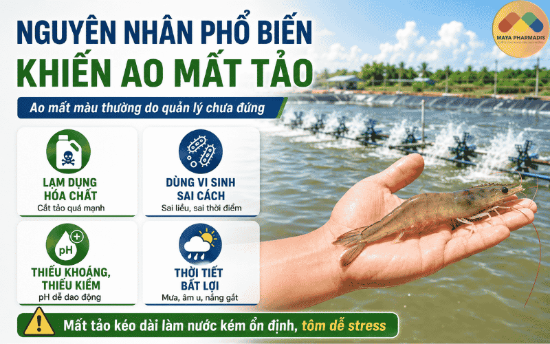 Nguyên nhân phổ biến khiến ao mất tảo