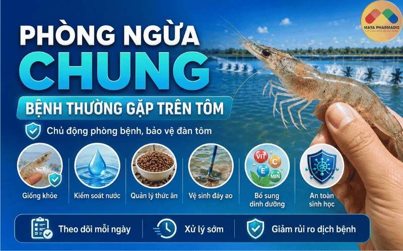 Biện pháp phòng ngừa chung các bệnh thường gặp trên tôm