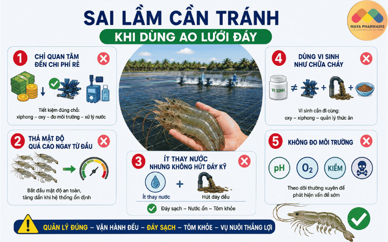 Sai lầm cần tránh khi dùng ao lưới đáy