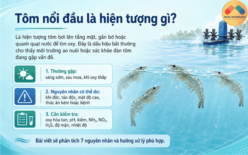 Tôm nổi đầu là hiện tượng gì?