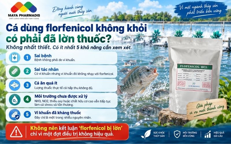 Cá dùng florfenicol không khỏi có phải đã lờn thuốc