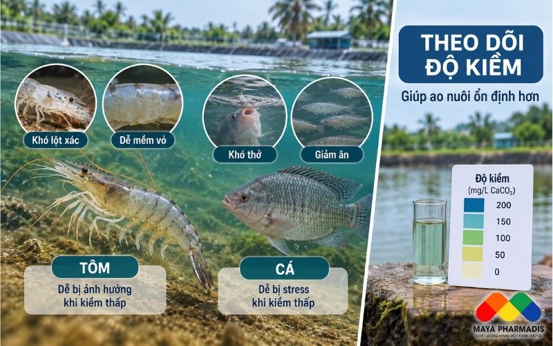 Tôm Cá Bị Ảnh Hưởng Ra Sao Khi Kiềm Thấp?