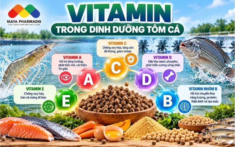 Các vitamin trong dinh dưỡng tôm cá