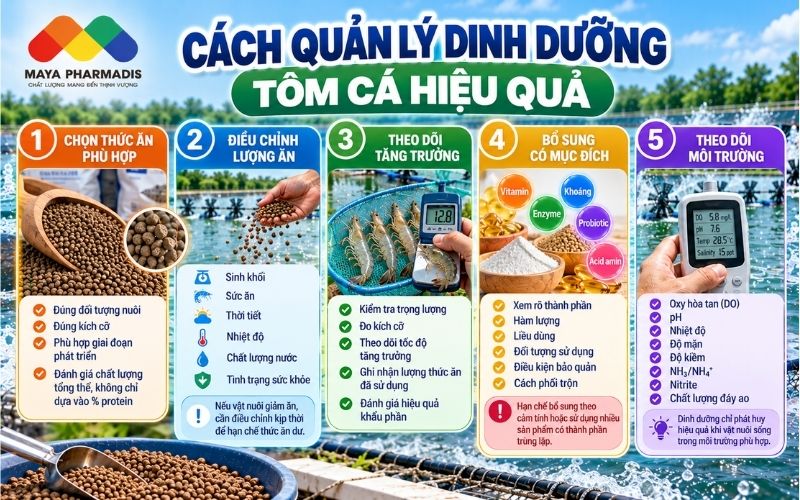 Cách quản lý dinh dưỡng tôm cá