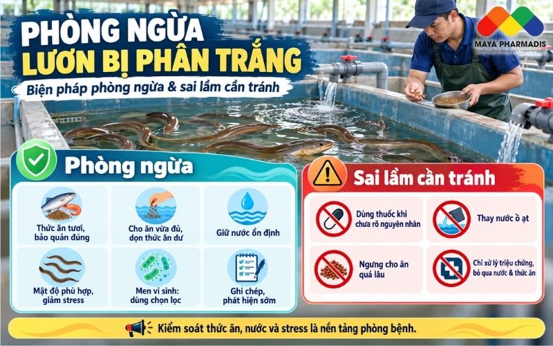 Biện pháp phòng ngừa lươn bị phân trắng