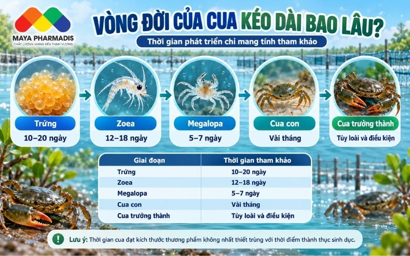 Vòng đời cua kéo dài bao lâu