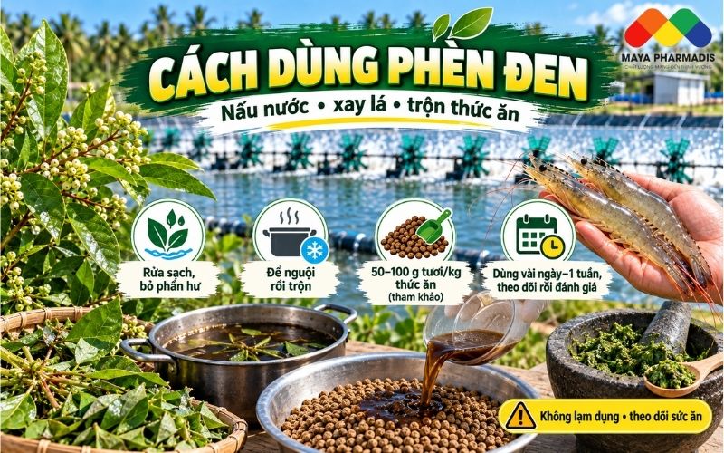 Cách nấu nước phèn đen trộn thức ăn