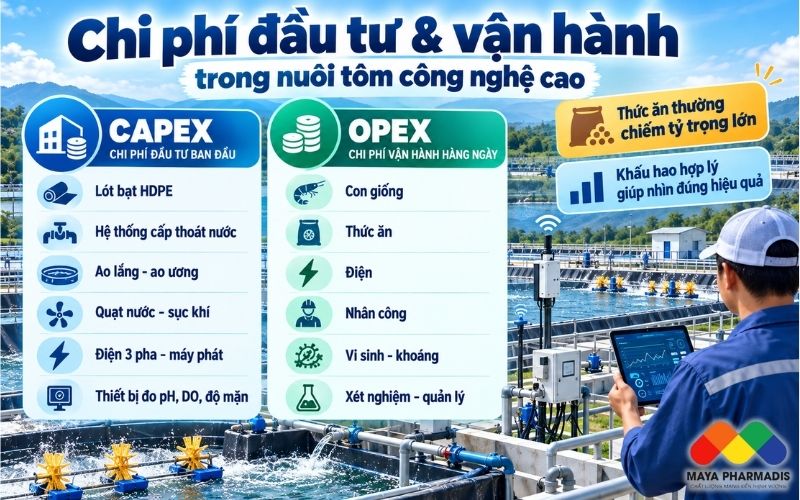 Chi phí đầu tư ban đầu trong nuôi tôm công nghệ cao