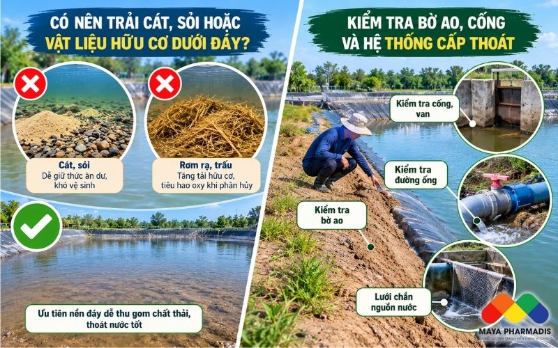 Có nên trải cát, sỏi hoặc vật liệu hữu cơ dưới đáy?