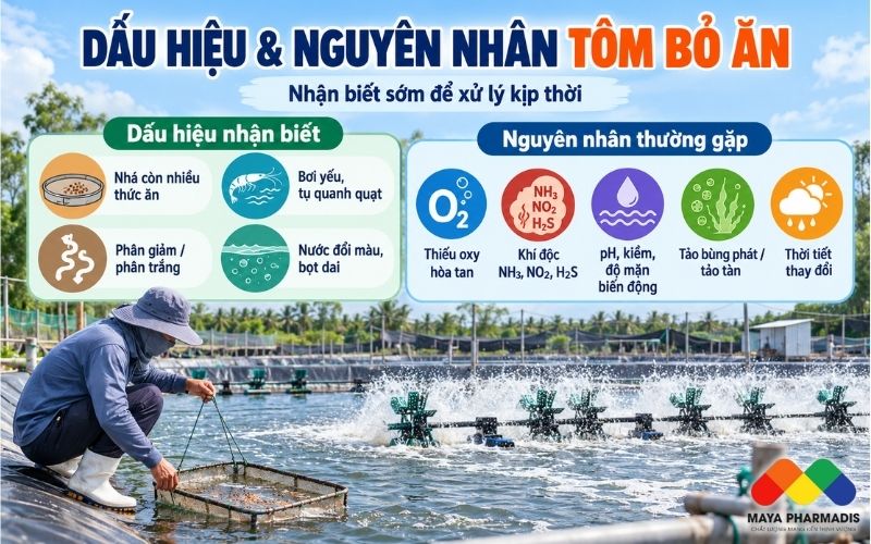 Dấu hiệu nhận biết tôm bỏ ăn