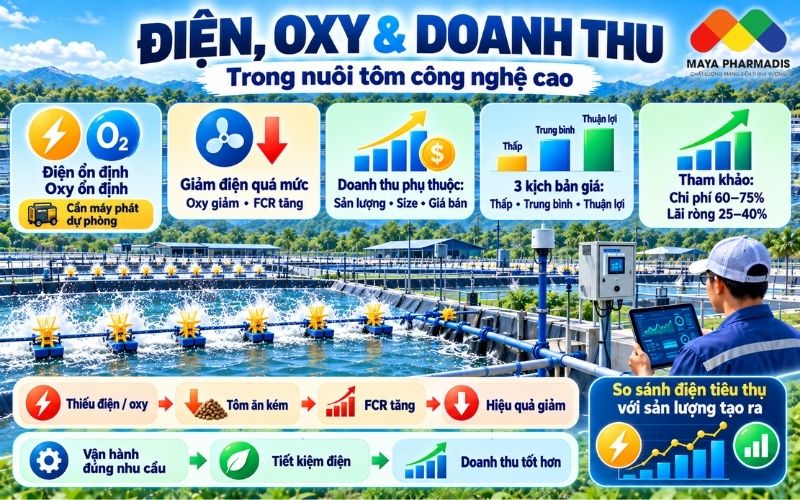 Điện và oxy trong ao mật độ cao