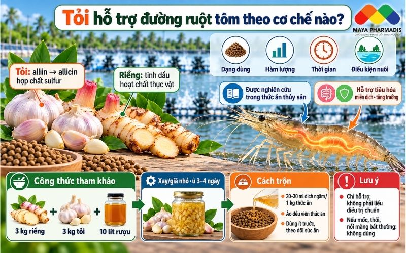 Tỏi hỗ trợ đường ruột tôm theo cơ chế nào?
