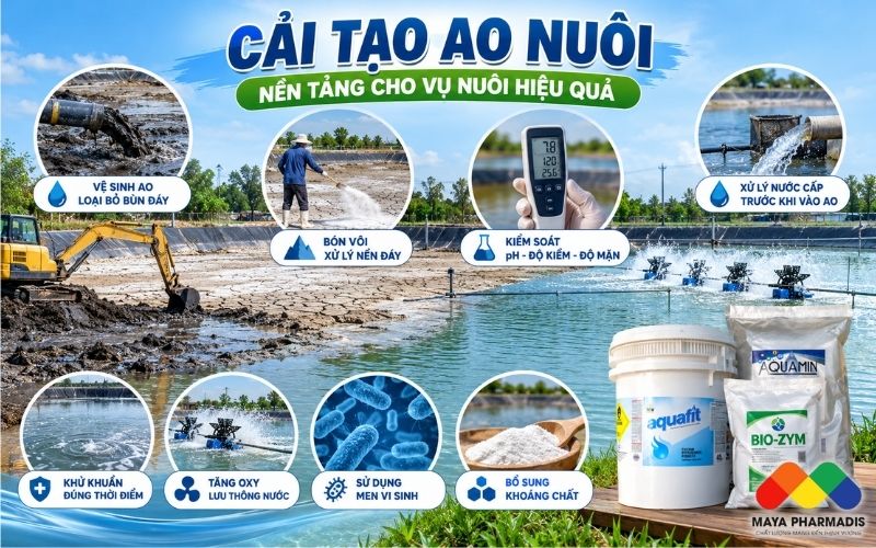 Vệ sinh ao và loại bỏ bùn đáy tích tụ