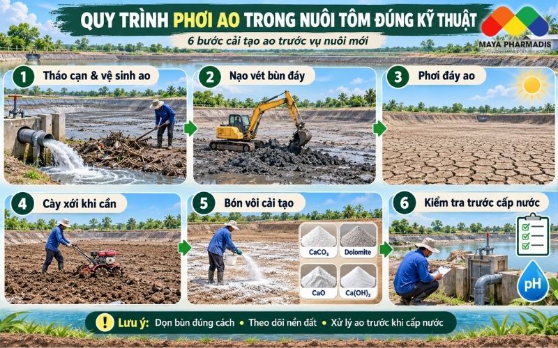 Quy Trình Phơi Ao Trong Nuôi Tôm Đúng Kỹ Thuật