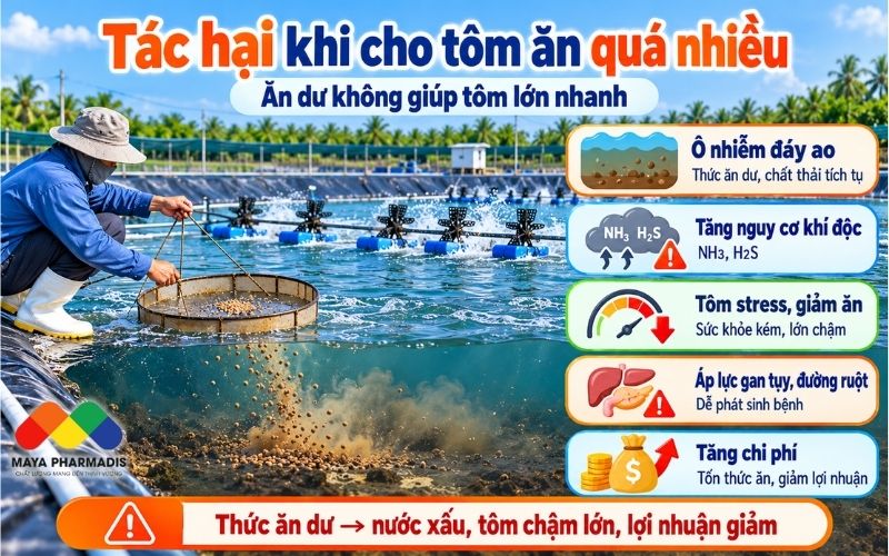 Tác Hại Khi Cho Tôm Ăn Quá Nhiều