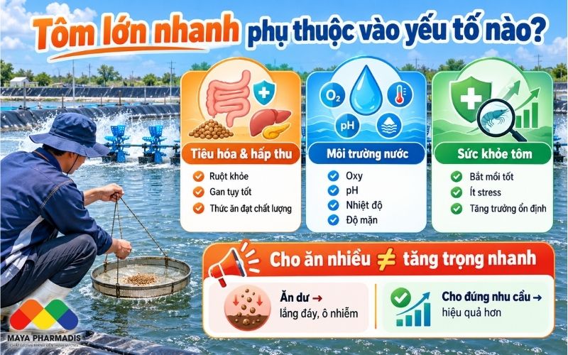 Tôm Lớn Nhanh Phụ Thuộc Vào Những Yếu Tố Nào?